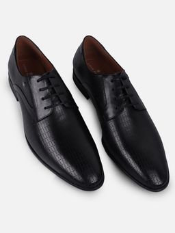 Louis Philippe - Men Black Leather Lace Up Derbies Shoes