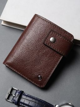 Louis Philippe - Men Brown Textured Genuine Leather Wallet