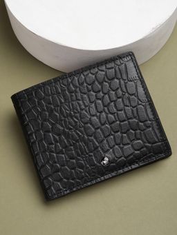 Louis Philippe - Men Black Textured Genuine Leather Wallet