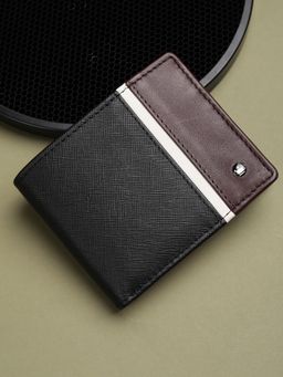 Louis Philippe - Men Black Printed Genuine Leather Wallet
