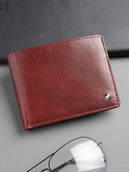 Louis Philippe - Men Brown Textured Genuine Leather Wallet