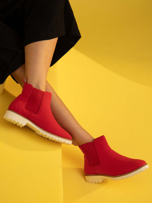 Buy Yoho Red Comfortable & Casual Chelsea Boots for Women Online