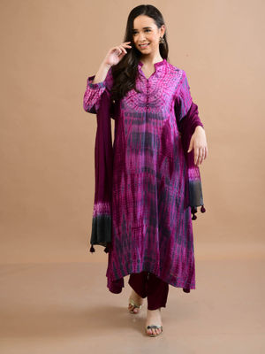 Dark Blue - Shibori Tie-Dye Mul Cotton Pintuck Long Kurta