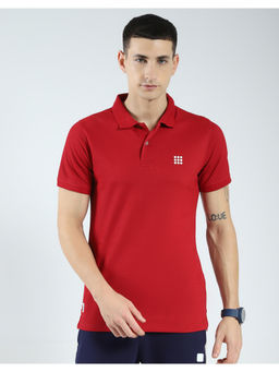 Rock.it - Mens Maroon Solid Polo T-Shirt