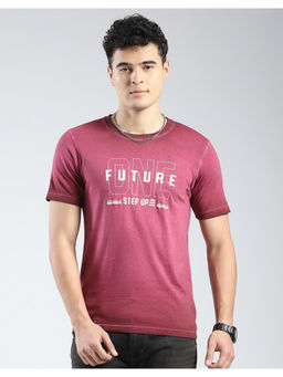 Rock.it - Mens Burgundy Typography Round Neck T-Shirt