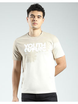 Rock.it - Mens Beige Typography Round Neck T-Shirt