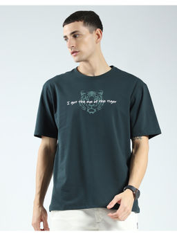 Rock.it - Mens Green Printed Round Neck T-Shirt