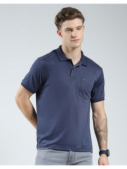Monte Carlo - Mens Navy Blue Solid Polo T-Shirt