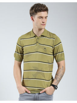 Monte Carlo - Mens Olive Stripes Polo T-Shirt