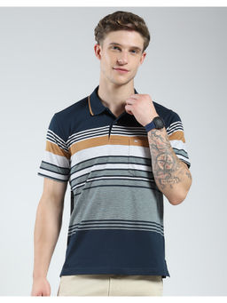 Monte Carlo - Mens Green Striped Polo T-Shirt