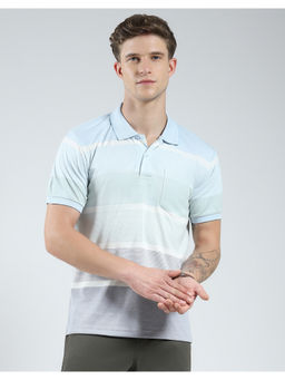 Monte Carlo - Mens Blue Striped Polo T-Shirt
