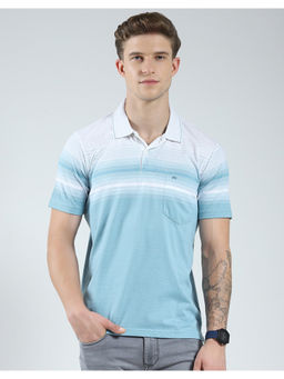 Monte Carlo - Mens Blue Striped Polo T-Shirt