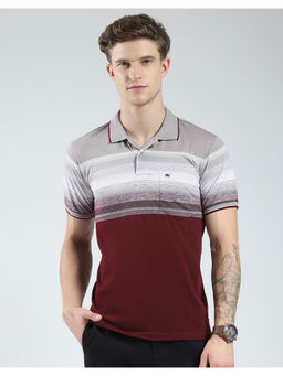 Monte Carlo - Mens Wine Striped Polo T-Shirt