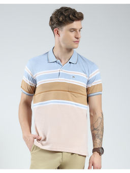 Monte Carlo - Mens Blue Striped Polo T-Shirt