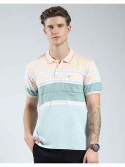 Monte Carlo - Mens Multi-Color Striped Polo T-Shirt