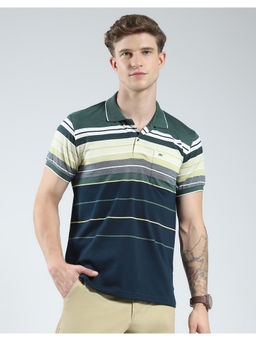 Monte Carlo - Mens Green Striped Polo T-Shirt