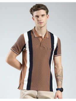 Monte Carlo - Mens Brown Striped Polo T-Shirt