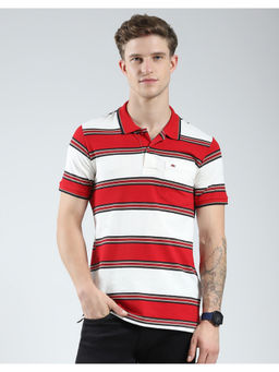 Monte Carlo - Mens Red Striped Polo T-Shirt