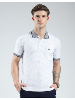 Monte Carlo - Mens White Printed Polo T-Shirt
