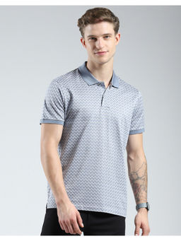 Monte Carlo - Mens Grey Geometric Polo T-Shirt