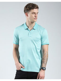 Monte Carlo - Mens Green Geometric Polo T-Shirt