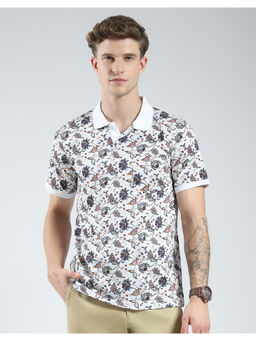 Monte Carlo - Mens White Printed Polo T-Shirt