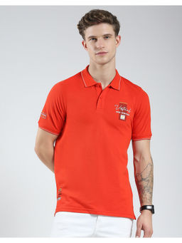 Monte Carlo - Mens Red Solid Polo T-Shirt