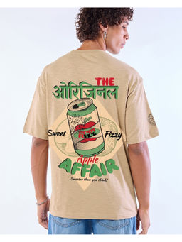 Bewakoof - Air 1.0 Men's Ginger Root Brown Apple Affair Graphic Printed Oversized T-shirt