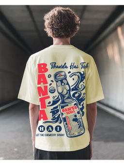 Bewakoof - Men's Off White Banta Hai Graphic Printed Oversized T-shirt