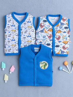 Bumzee - Boys Sleeveless Jabla Blue & White (Pack of 3)