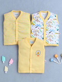 Bumzee - Boys Sleeveless Jabla Yellow & White (Pack of 3)