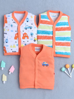 Bumzee - Boys Sleeveless Jabla Orange & White (Pack of 3)