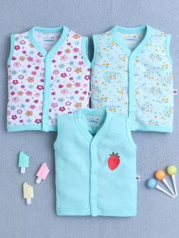 Bumzee - Girls Sleeveless Jabla Mint Green & White (Pack of 3)