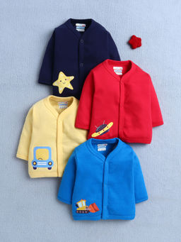 Bumzee - Yellow & Red Boys Full Sleeves Cotton Jablas (Pack of 4)
