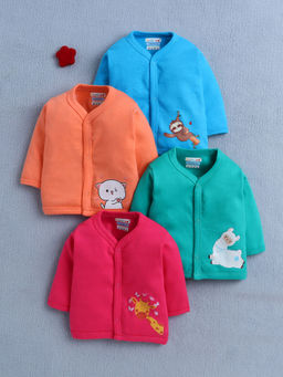 Bumzee - Blue & Pink Girls Full Sleeves Cotton Jablas (Pack of 4)