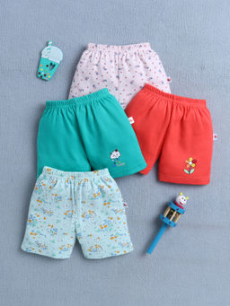 Bumzee - Green & Coral Girls Shorts (Pack of 4)