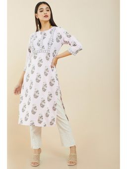 Soch - Women Pink Cotton Floral Kurta