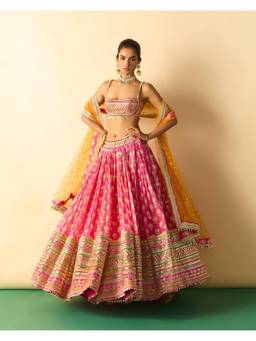 Gopi Vaid - Mannat Pink Lehenga with Blouse & Dupatta Set