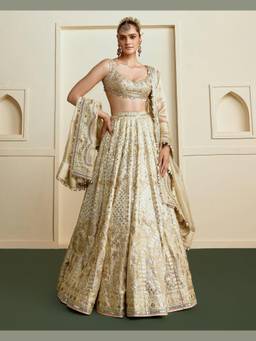 Gopi Vaid - Haniya Gold Lehenga with Blouse & Dupatta Set