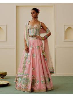Gopi Vaid - Asmira Pink Lehenga with Blouse & Dupatta Set