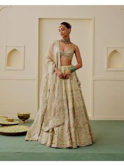 Gopi Vaid - Suroor Gold Lehenga with Blouse & Dupatta Set