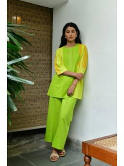 Raas By Ekta - Green Feathers of light Kurta With Pant
