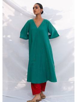 Raas By Ekta - Green Dil-e-Gulzar Kurta With Salwar And Dupatta