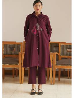 Raas By Ekta - Purple Fern and Petal Warm Kurta With Pant