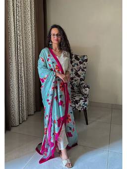Thee Modern Roots - Green Bouquet Breeze Silk Dupatta