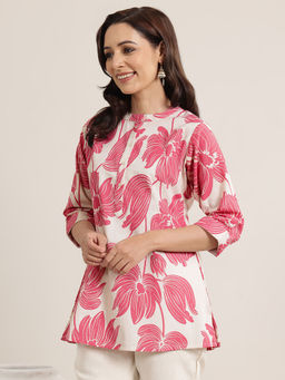 Libas - Off White Floral Printed Straight Kurti