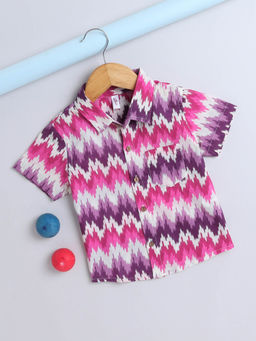 The Magic Wand - Pink Short Sleeves Ikat Print Shirt