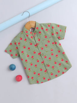 The Magic Wand - Half Sleeve Floral Printed Shirt - Green