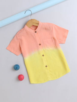 The Magic Wand - Rayon Half Sleeves Ombre Shirt - Peach