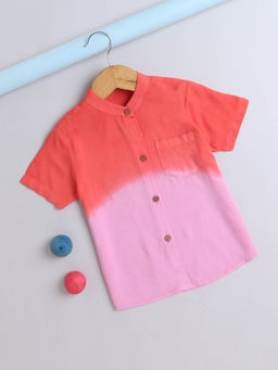 The Magic Wand - Rayon Half Sleeves Ombre Shirt - Red